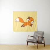 Cute Running Fox op Yellow Wandkleed (In Situ (horizontaal))