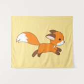 Cute Running Fox op Yellow Wandkleed (Voorkant (horizontaal))
