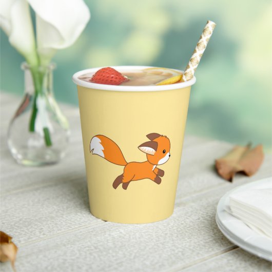 Cute Running Fox Papieren Bekers (Insitu)