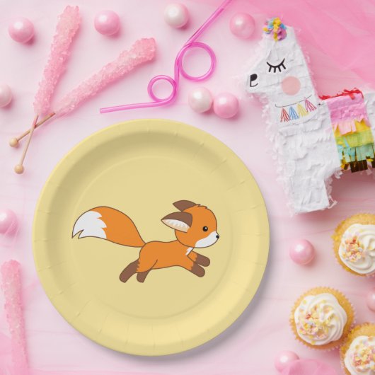 Cute Running Fox Papieren Bordje (Feest)