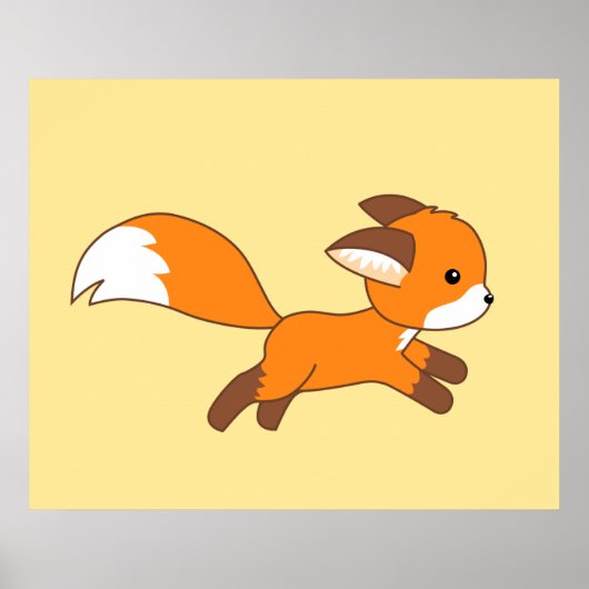 Cute Running Fox Poster (Voorkant)
