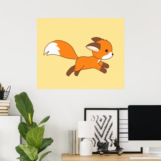 Cute Running Fox Poster (Thuiskantoor)