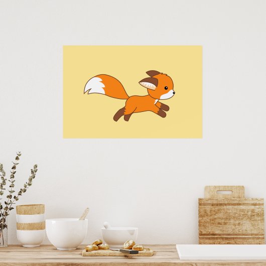 Cute Running Fox Poster (Keuken)