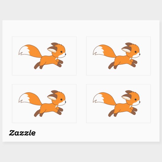 Cute Running Fox Rechthoekige Sticker (Vel)