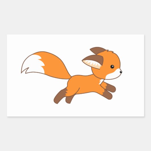 Cute Running Fox Rechthoekige Sticker (Voorkant)