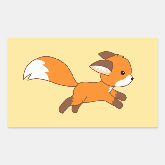 Cute Running Fox Rechthoekige Sticker (Voorkant)