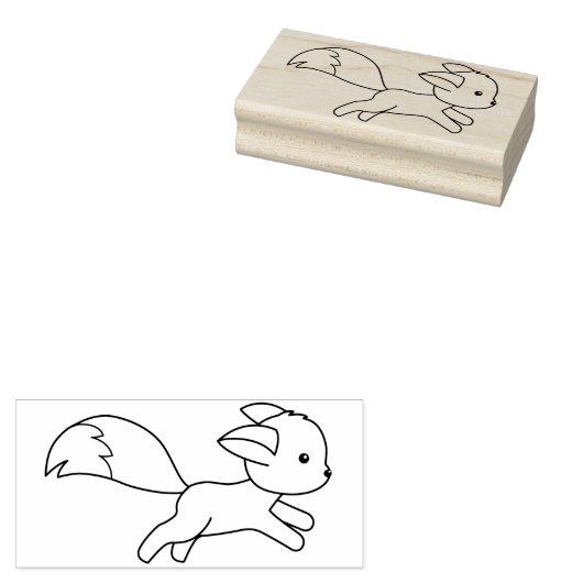 Cute Running Fox Rubberstempel (Gestempeld)
