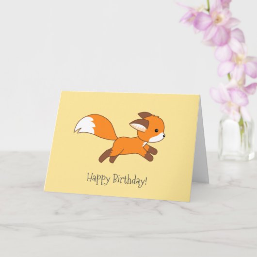 Cute Running Fox Yellow Birthday Kaart (Orchidee)