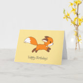 Cute Running Fox Yellow Birthday Kaart (Gele Bloem)