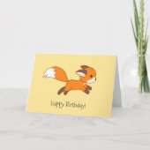 Cute Running Fox Yellow Birthday Kaart (Voorkant)
