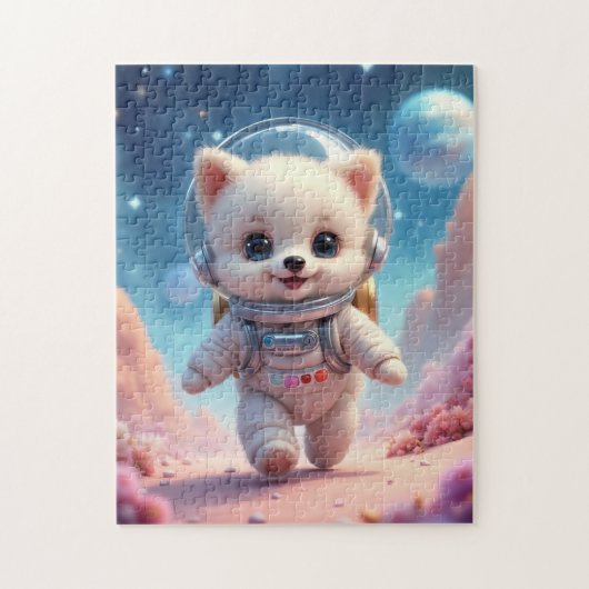 Cute Running Puppy Astronaut Jigsaw Puzzle Legpuzzel (Verticaal)