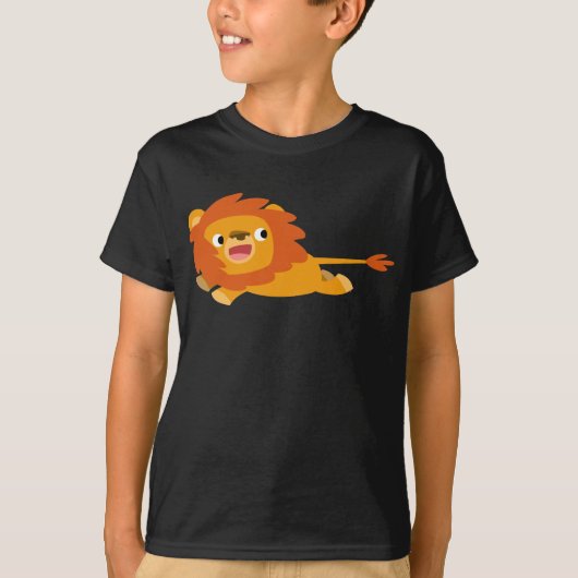 Cute Rushing Cartoon Lion Children T-Shirt (Voorkant)