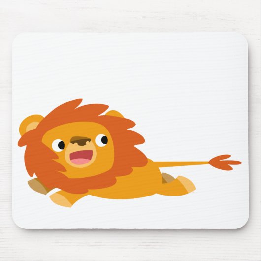 Cute Rushing Cartoon Lion Mousepad Muismat (Voorkant)
