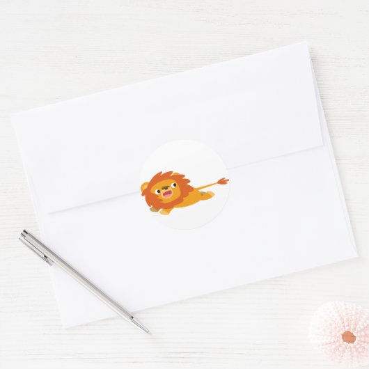 Cute Rushing Cartoon Lion Sticker (Envelop)