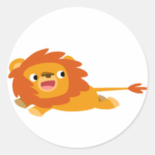 Cute Rushing Cartoon Lion Sticker