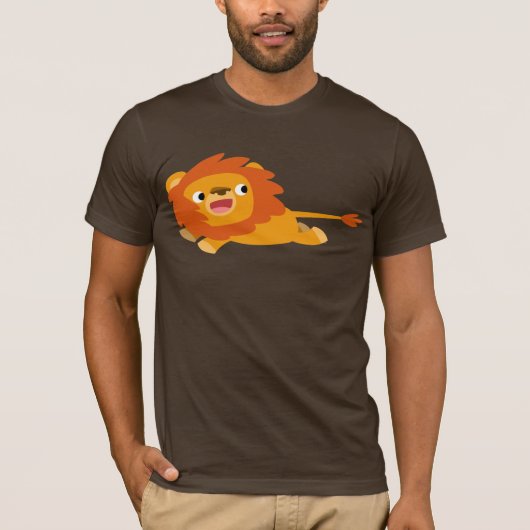 Cute Rushing Cartoon Lion T-Shirt (Voorkant)