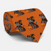 Cute Russian Blue Cat Witch Halloween Stropdas (Opgerold)