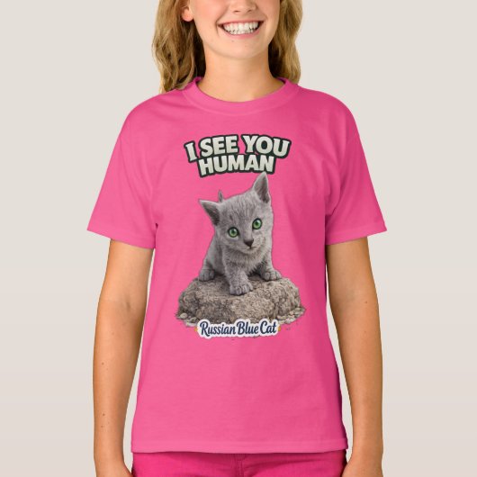 Cute Russian Blue Kitten – Funny Quote T-shirt (Voorkant)