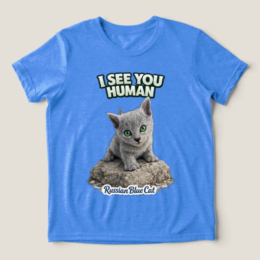 Cute Russian Blue Kitten – Funny Quote Tri-Blend Shirt (Design voorkant)