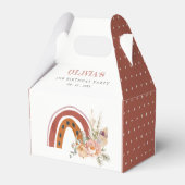 Cute Rust Boho Floral Rainbow Any Age Birthday Bedankdoosjes (Achterkant)