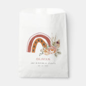 Cute Rust Boho Floral Rainbow Any Age Birthday Bedankzakje (Voorkant)