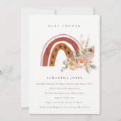 Cute Rust Boho Floral Rainbow Baby shower Invite Bedankkaart (Voorkant)