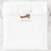 Cute Rust Green Blue Biplane Cloud Heart Address Vierkante Sticker (Tas)