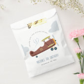 Cute Rust Green Blue Biplane Cloud Heart Birthday Bedankzakje (Gezegeld)