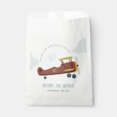 Cute Rust Green Blue Biplane Cloud Heart Birthday Bedankzakje (Voorkant)