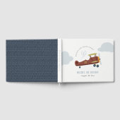 Cute Rust Green Blue Biplane Cloud Heart Birthday Gastenboek (Volledig)