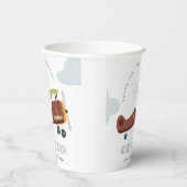 Cute Rust Green Blue Biplane Cloud Heart Birthday Papieren Bekers (Rechts)