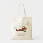 Cute Rust Green Blue Biplane Cloud Heart Birthday Tote Bag (Voorkant)