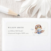 Cute Rust Navy Kind Plane Teddy Cloud Stars Adres Etiket (Insitu)