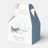 Cute Rust Navy Plane Cloud Sky Star Kids Birthday Bedankdoosjes (Achterkant)