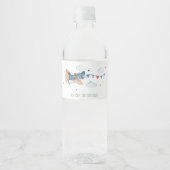 Cute Rust Navy Plane Cloud Stars Kinderen Birthday Waterfles Etiket (Voorkant)