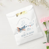 Cute Rust Navy Plane Cloud Stars Sky Birthday Bedankzakje (Gezegeld)