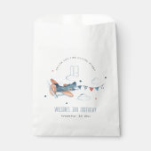 Cute Rust Navy Plane Cloud Stars Sky Birthday Bedankzakje (Voorkant)
