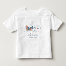 Cute Rust Navy Plane Cloud Stars Sky Birthday Kinder Shirts