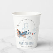 Cute Rust Navy Plane Garland Cloud Stars Birthday Papieren Bekers (Achterkant)