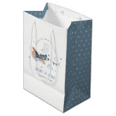 Cute Rust Navy Plane Garland Star Cloud Birthday Medium Cadeauzakje (Voorkant Gekanteld)