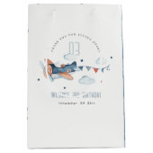 Cute Rust Navy Plane Garland Star Cloud Birthday Medium Cadeauzakje (Voorkant)