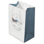 Cute Rust Navy Plane Garland Star Cloud Birthday Medium Cadeauzakje (Achterkant Gekanteld)