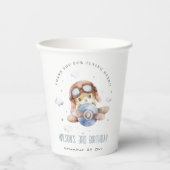 Cute Rust Navy Plane Teddy Cloud Stars Birthday Papieren Bekers (Voorkant)