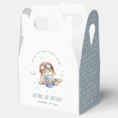 Cute Rust Navy Plane Teddy Sky Star Kids Birthday Bedankdoosjes (Geopend)