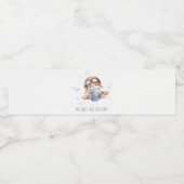 Cute Rust Navy Plane Teddy Stars Verjaardag Waterfles Etiket (Enkel label)