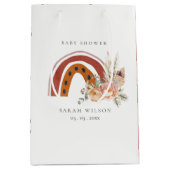 Cute Rust Oranje Boho Floral Rainbow Baby shower Medium Cadeauzakje (Voorkant)