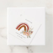 Cute Rust Oranje Boho Floral Rainbow Cross Baptism Bedankjes Labels (In situ)