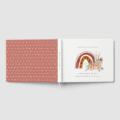 Cute Rust Oranje Boho Floral Rainbow Cross Baptism Gastenboek (Volledig)