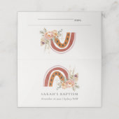Cute Rust Oranje Boho Floral Rainbow Cross Baptism Plaatskaartje (Buitenkant ongevouwen)