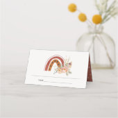 Cute Rust Oranje Boho Floral Rainbow Cross Baptism Plaatskaartje (Achterkant)